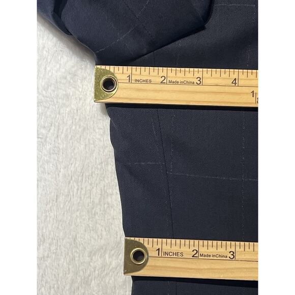 BR Banana Republic Mens 40L 36x31 Slim Navy Blue Plaid Suit Super 150s Italy - Picture 11 of 16